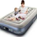 iDOO Twin Air Mattress, Air Mattress with Built in Pump, Inflatable Mattress with Storage Bag, Blow up Mattresses for Camping, Guests & Indoor, AirBed, colchon inflable - 13" high Gray Air Bed