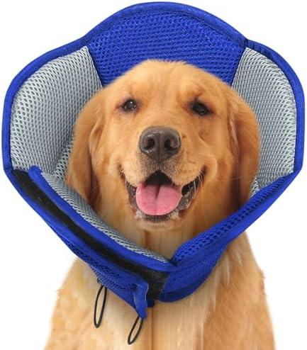 SUNFURA Dog Cones for Large Dogs, Soft Pet Cone Stop Licking After Surgery, Adjustable Pet E-Collar Alternative for Wound Healing, Blue, X-Large