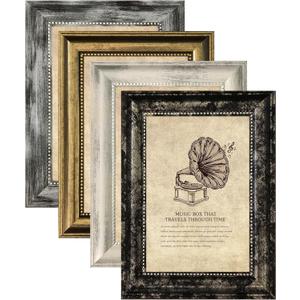 5x7 Picture Frames Set of 4- Rustic Retro Photo Frame with Real Glass Wall Mount and Tabletop Display Family Friends Wedding Gift (ps-Mix Color-4pcs)