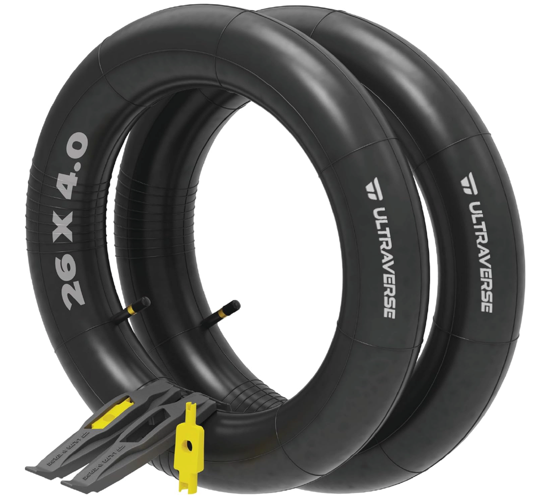Ultraverse 26 x 4.0 Inner Tube Set with Schrader Valve  Ideal for Mountain Bikes & EBikes with 26Inch Fat Tires  Durable & Reliable Performance 2 Pack with tyre levers