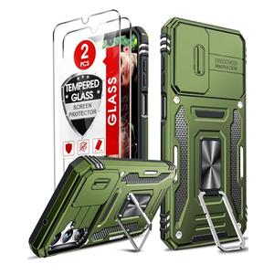 LeYi Compatible for Samsung A14 5G Case: Galaxy A14 5G Phone Case with 2X Screen Protectors, Magnetic Stand Full Body Dual Shield Protective Carcasa para Celulare Telefono Galaxy 14A 4G, Olive Green