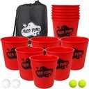 Yard Pong, Outdoor Giant Yard Games Pong Game Set with Durable Buckets and Balls