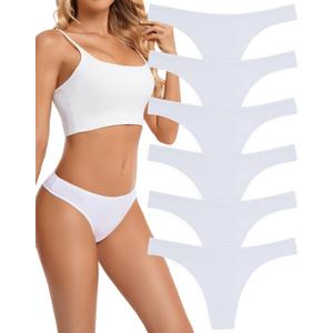 ANZERMIX Women's Breathable Cotton Thong Panties Pack of 6 (Large)
