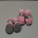 QUMY 4PCS Dog Shoes for Small Dogs, Hot Pavement Summer Puppy Dog Boots & Paw Protectors with Soft Anti-Slip Rubber Sole, Mesh Breathable Dog Booties for Hardfloors, Walking Running Pink, Size 4: 1.89"x1.51"(L*W)