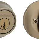 Kwikset 660 Deadbolt Lock, Antique Brass Round Exterior Keyed Front Entry Door, Pick Resistant SmartKey Rekey Security, Single Cylinder Dead Bolt