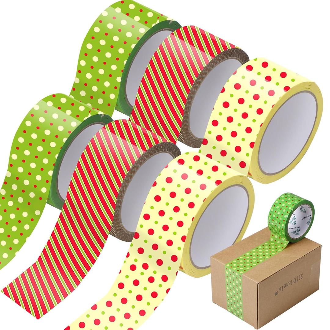 Ctosree 6 Rolls Packaging Tape 50 Yard x 2 Inch Decorative Printed Duct Wrapping Tape for DIY Crafts Scrapbooking Crafting Boxes Decorations (Polka Dots)