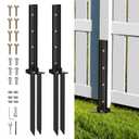 Fence Post Repair Kit 2 Pack, Fence Post Anchor Ground Spike Stakes for Repairing Tilted or Broken Wooden Posts