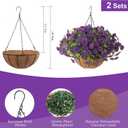 Hananona 2 Set Artificial Outdoor Flowers with Hanging Basket, 2 Hanging Planters with 24 Pcs Flowers for Spring Summer Front Porch Garden Patio Home Decor (2, Purple)