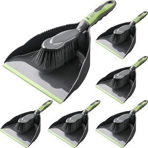 Zopeal 6 Set Dust Pan and Brush Set, Small Dustpan with Broom, Handheld Angle Broom and Dustpan Set for Home Room Kitchen Car Office Lobby Indoor Floor Cleaning