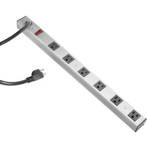 INLAND 6 Outlet Long Aluminum Heavy Duty Power Strip with 3FT 14AWG Cord, 15A/1875W, Wide Spaced Outlets, ETL Listed Electrical Outlet Extender, Outlet Splitter, Ideal for Office, Garage, Workshop (Silver)