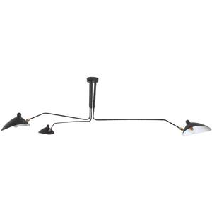 Mid Century Modern Chandelier Black with Swing Arm & Adjustable Lampshade, 3 Arm Chandelier Black Large Pendant Light Fixtures for Living Room Dining Room Kitchen