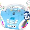 KLIM Candy Kids CD Player for Children - FM Radio - Includes Batteries - Boombox Portable - CD Player Children - with Speakers, Toddlers (Blue)