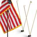 Gisafai 2 Pcs Flag Spreaders for Indoor Flag Pole Display Gold Juneteenth Independence Day Banner Holder, 19.69 Inches in Total Length
