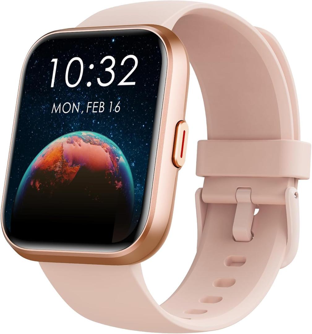 Tensky Smart Watch for Women Android & iPhone, Alexa Built-in, 1.8" Touch Screen Fitness Tracker with Answer/Make Calls, 3ATM Waterproof Heart Rate/Sleep/SpO2 Monitor, Pedometer, 100+ Sport Modes (Pink)