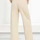 Bamans Wide Leg Dress Pants High Elastic Waisted Slacks for Curvy Women Work Business Office Casual Trousers with Pockets (Beige, L)