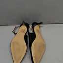 GENSHUO Women's Low Kitten Heel Slingback Ankle Strap Pump Pointed Toe Comfortable Formal Party Wedding Dress Shoes Patent Leather Black 6