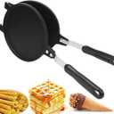 Waffle Cone Maker, Waffle Irons Baking Pan, Double Sided Pancake Maker Multifunctional Crisp Omelet Pan Egg Roll Maker Machine - 6.7 Inches