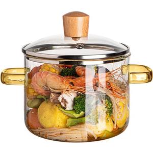 Clear Cooking Pots,1.5L/50oz High Borosilicate Cooking Pot,Glass Cooking Pots for Stove Top Glass Saucepan,Glass Pot With Lid for Noodle,Soup,Tea,Milk
