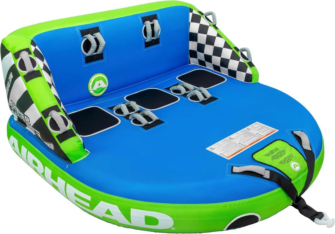 Airhead Mable Towable Tube for Boating, 1-4 Rider Inflatable Boat Tube for Water Tubing, Heavy Duty Full Nylon Cover, EVA Foam Pads, Dual Tow Point, Patented Speed Safety Valve