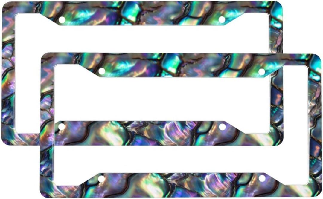 Abalone License Plate Frame 2 Pack Accessories Cars Decor 12.3 X 6.3 Inches for Men Women
