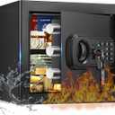 1.3 Cub Small Fire Safes Document Box Home, Security Home Safes Water and Fireproof with Digital Keypad, Spare Keys and Removable Shelf, Anti-Theft Fireproof Waterproof Safe for Home Money Valuables