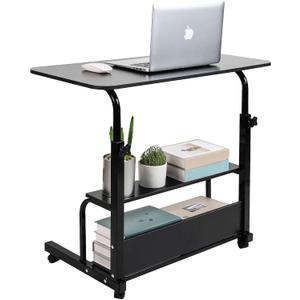 Adjustable Height Mobile Computer Desk for Small Space Rolling Writing with Wheels Corner Home Office Study Portable Bedrooms Work Desk Standing Desk Sizes 31.5X15.7 Inches Black C, Onesize