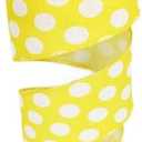 Leecogo Polka Dots Wired Ribbon,2-1/2"x10 Yard,Yellow and White Dots Craft Ribbon for Wreath Easter, Christmas, Wreath, Spring, Summer, Wedding, Baby Shower, Birthday,Big Dots