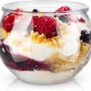 50 Pcs 3 oz Sphere Plastic Dessert Cups for Party Small Clear Parfait Appetizer Cups Mini Round Dessert Bowl Disposable Ice Cream Salad Fish Bowl for Serving Wedding Event Birthday Party Cake