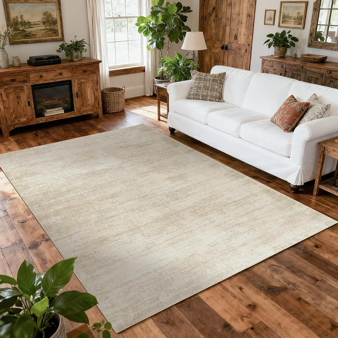 5x7 Area Rugs for Living Room Washable Abstract Light Brown Rug
Tan Beige Carpet, Neutral Minimalist Modern Farmhouse, for Dining Room Bedroom Dorm, with Low Pile Soft, Non Slip Foldable