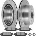 SCITOO Rear Brake Kits Drill & Slotted Brakes Rotor Brakes Pads:D1707;55133