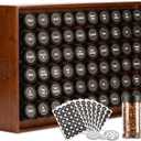 AllSpice Spice Rack Organizer, Wood, 525 Unique Labels, Countertop or Wall Mount, Includes 60 4oz Jars- Walnut Stain