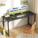 Huuger Computer Desk, 55 Inch Home Office Desk, Gaming Writing Work from Home Study Desk, Large Legroom, Sturdy Metal Frame, Modern Simple, Black, 54inch