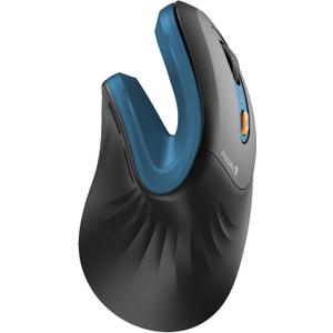 ProtoArc Ergonomic Mouse, EM11 NL Bluetooth Rechargeable Wireless Vertical Mouse, 3 Multi-Device Connectivity for Computer/PC/Laptop, 2.4GHz USB-A Optical Mice for Windows, Mac OS, Blue