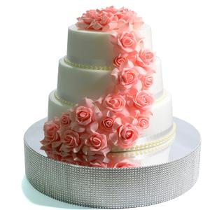 Cakebon Cake Stands - 12" Silver with Faux Rhinestones for Cakes and Pastries - Lightweight Polystyrene Foam for Party, Sturdy Wedding Cake Stand (12 Inches, Round)