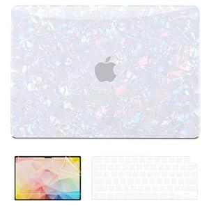 QJUZO Compatible with MacBook Air 13 inch Case 2025 2024 2023 2022 M4 M3 M2 (Model A3240 A3113 A2681) Sturdy Laptop Hard Shell for MacBook Air 13.6" + Keyboard & Screen Cover, Glitter Pearly-Luster