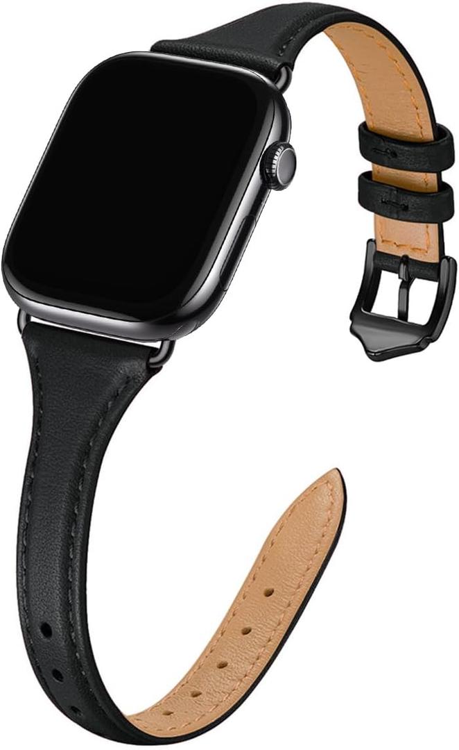WFEAGL Leather Bands Compatible with Apple Watch Band 42mm(Series 3 2 1) 44mm 45mm 46mm 49mm Women, Top Grain Leather Strap Slim Thin Replacement Wristband for iWatch Ultra SE 3 2 1 Series 11 10 9 8 7 6 5 4 3 2 1
