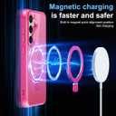 Hocase for Samsung Galaxy S25 Case, with Ring Stand [Magnetic Wireless Charging Supported] [Military Grade Protection] Slim Shockproof Translucent Protective Phone Case - Hot Pink