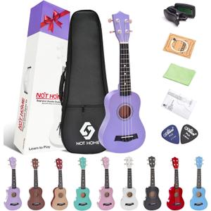 Soprano Ukulele Beginner Pack, 21 Inch Basswood kids Ukuleles Starter Kit with Gig Bag Spare Strings Tuner and Picks. (purple)