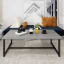 Farmhouse Coffee Table Rectangular Center Table for Living Room Table Wooden Tabletop with Metal Frame,Mid Century Modern Design,Easy Assembly,Wood Coffee Table,Grey, 35.43 X 17.72 X 13.19 Inches