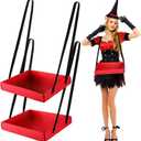 Junkin 2 Pcs Snack Trays with Strap Wearable Party Serving Tray Foldable Usherette Popcorn Drink Beverage Carrier Red Movie Night Costume Accessory Prop with 4 Ribbons, 2 x 11 x 13 Inches(Red)