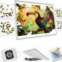 1500 Pieces Puzzle Board 3-in-1 Double-Sided & Rotating & Tilting, Plastic Puzzle Table with Sorting Boxes and PVC Cover, Portable Lazy Susan Jigsaw Puzzle Board for Adults, Gray Green