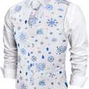 DiBanGu Mens Christmas Suit Vest and Tie Set for Men Waistcoats and Necktie Pocket Square Set for Prom Party S-3XL (White Blue)