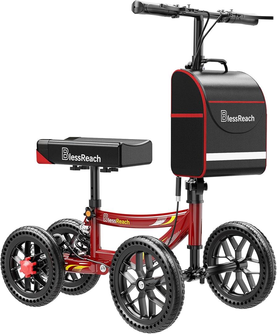 BlessReach All Terrain Knee Scooter for Adults Foot Injuries,11” Big Wheels