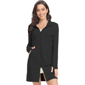 HISKYWIN Women's UPF 50+ UV Sun Protection Hoodie Long Jacket Workout Long Sleeve Zip Shirt Lightweight Outdoor Hooded