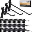 INCLY 60 Pack Slatwall Hooks, 4/6/8 Inch Heavy Duty Black Slat Wall Hanging Hook and Hanger, Slatwall Panel Accessories Assortment Display Hooks for Garages, Sheds, Basements, Retail Stores