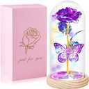 QUNPON Mothers Day Rose Gifts for Mom Flowers Rose Gifts for Women,Birthday Gifts for Women,Purple Butterfly Flowers for Mother Day Flower Gifts from Daughter Son,Gift for Mom,Sister,Her,Grandma,Wife