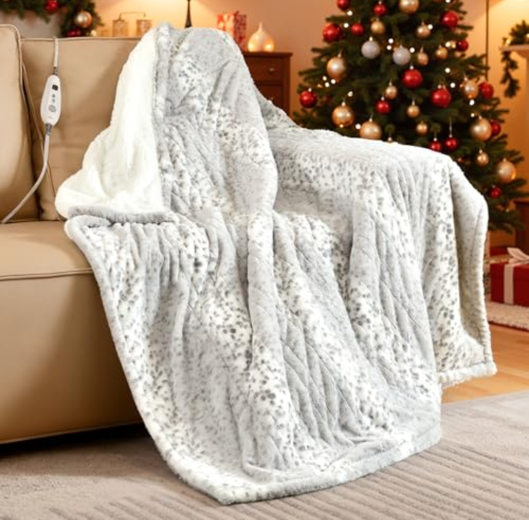 Electric Heated Throw Blanket 50" x 60", Reversible Faux Fur & Sherpa, 6 Heating Levels & 4H Auto Off, Over-Heat Protect, ETL Certification, Machine Washable, Bearhug