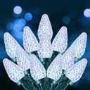 Minetom C9 Christmas Lights Outdoor, 82 FT 100 LED Connectable C9 String Lights with 8 Modes and Timer Extendable Xmas Tree Patio Roofline Garden Yard Holiday Party Indoor Outdoor Decoration, White