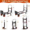 3-in-1 Convertible Hand Truck, Heavy Duty 600LBS Folding Dolly Cart