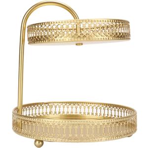 2 Tier Fruit Tray Gold Elegant Large Capacity Decorative Multi Purpose Cupcake Stand for Home Tier Tray for Cupcake Dessert Fruit or Vegetable Authentic Farmhouse Tiered Tray for H